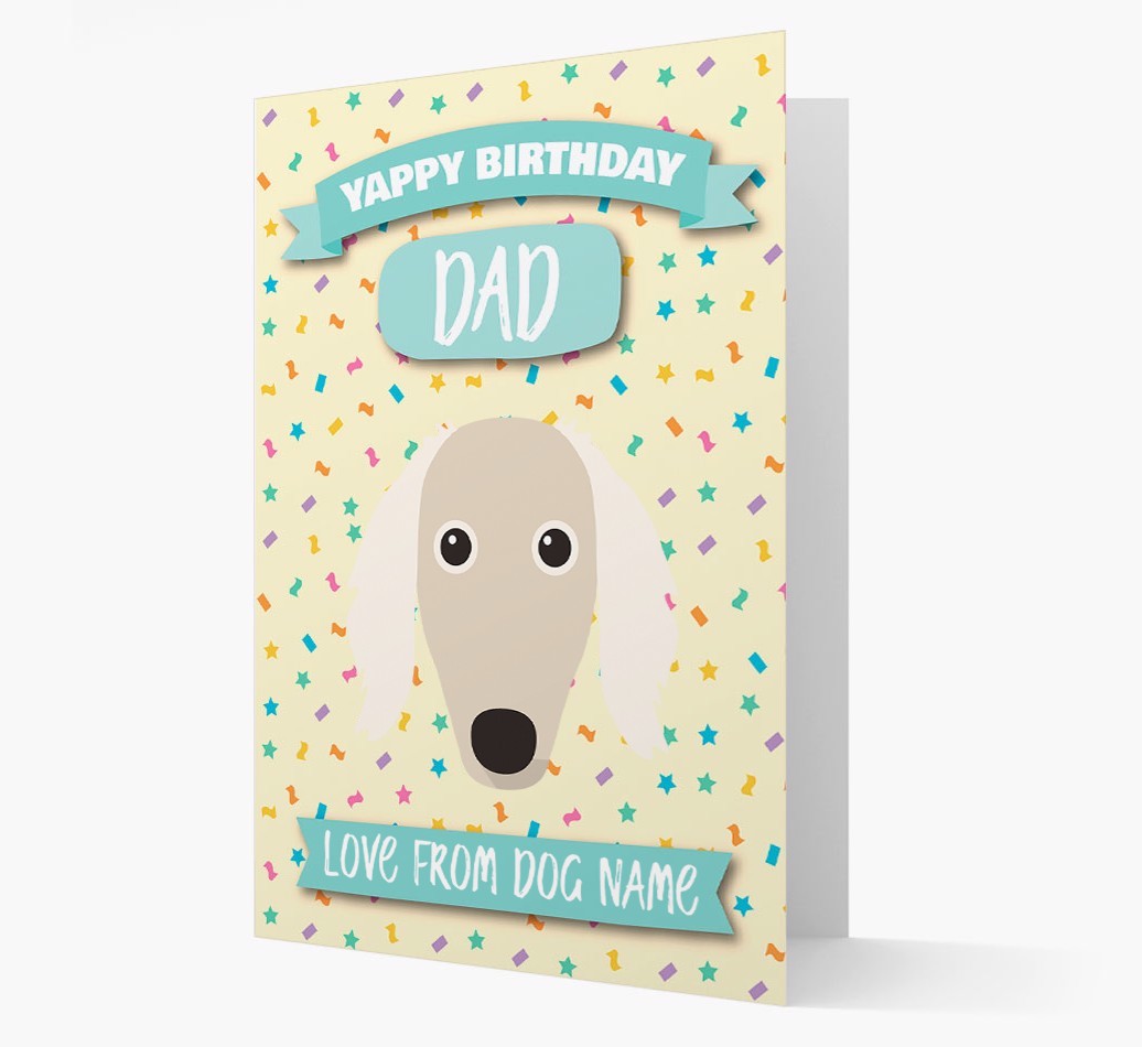 Personalised Card 'Yappy Birthday Dad' with {breedCommonName} Icon