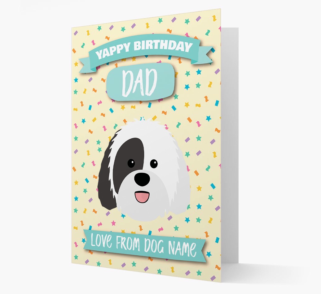 Personalised Card 'Yappy Birthday Dad' with {breedCommonName} Icon