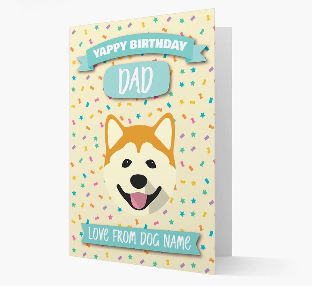 Personalised Card 'Yappy Birthday Dad' with {breedCommonName} Icon