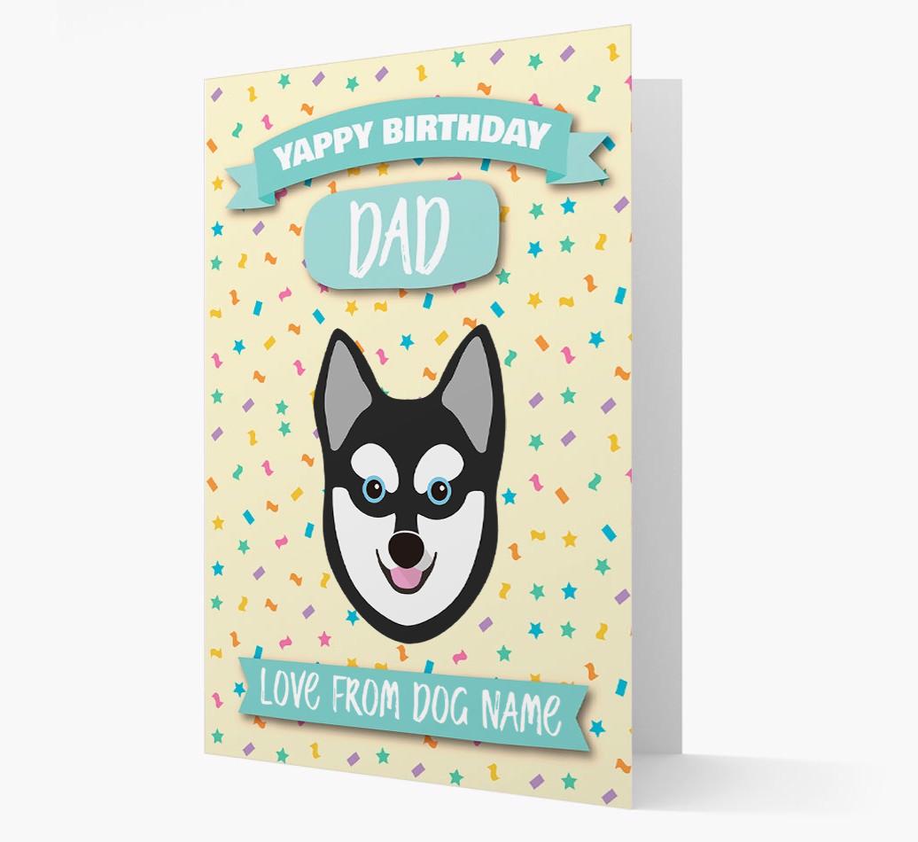 Personalised Card 'Yappy Birthday Dad' with {breedCommonName} Icon