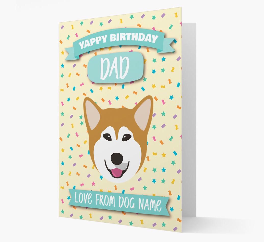 Personalised Card 'Yappy Birthday Dad' with {breedCommonName} Icon