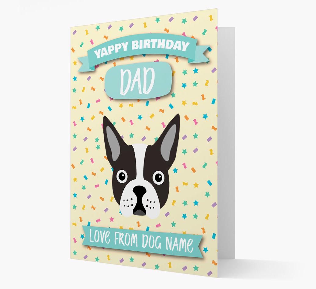 Personalised Card 'Yappy Birthday Dad' with {breedCommonName} Icon