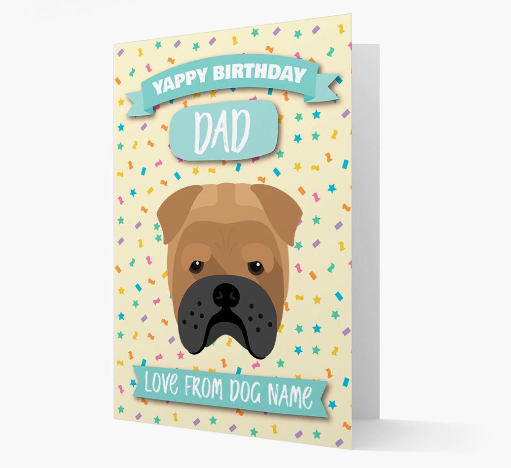 Personalised Card 'Yappy Birthday Dad' with {breedCommonName} Icon