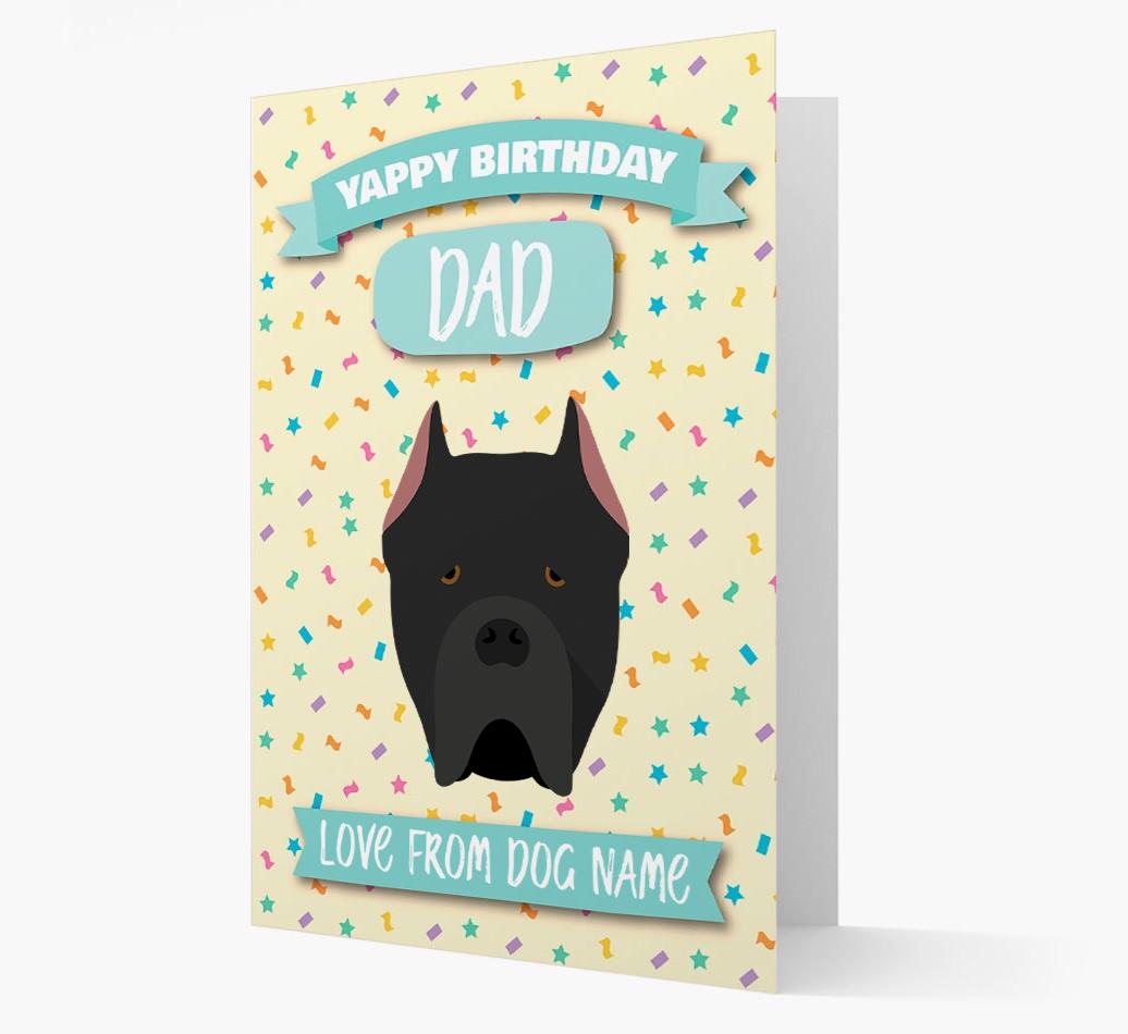 Personalised Card 'Yappy Birthday Dad' with {breedCommonName} Icon