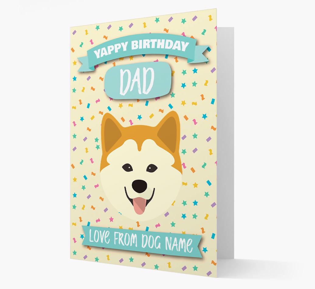 Personalised Card 'Yappy Birthday Dad' with {breedCommonName} Icon