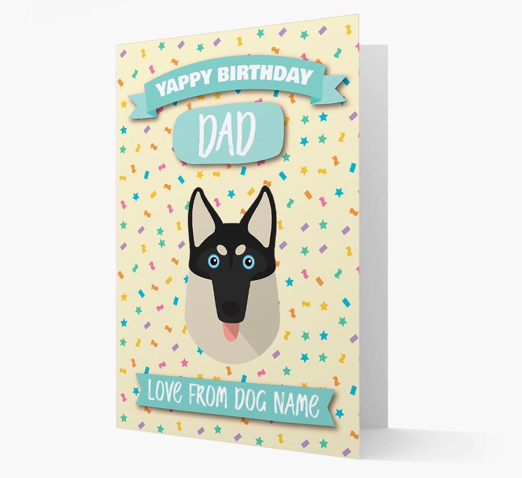 Personalised Card 'Yappy Birthday Dad' with {breedCommonName} Icon