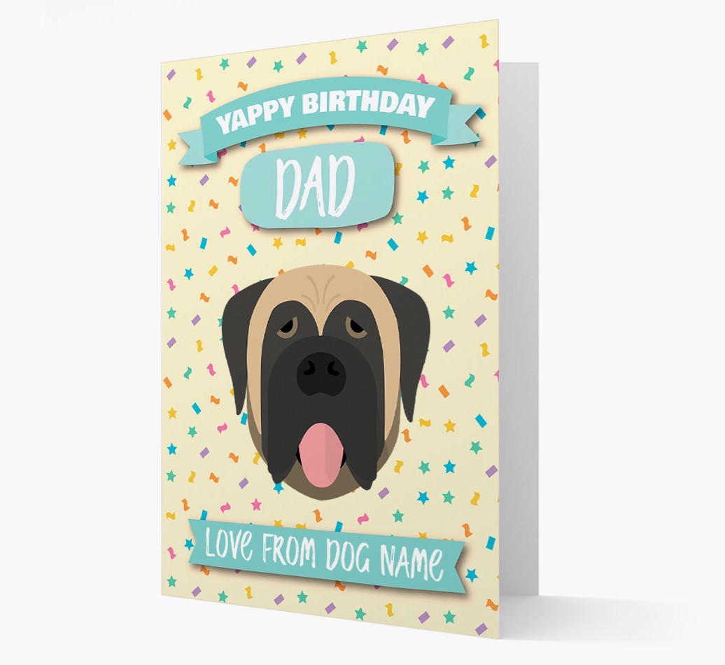Personalised Card 'Yappy Birthday Dad' with {breedCommonName} Icon