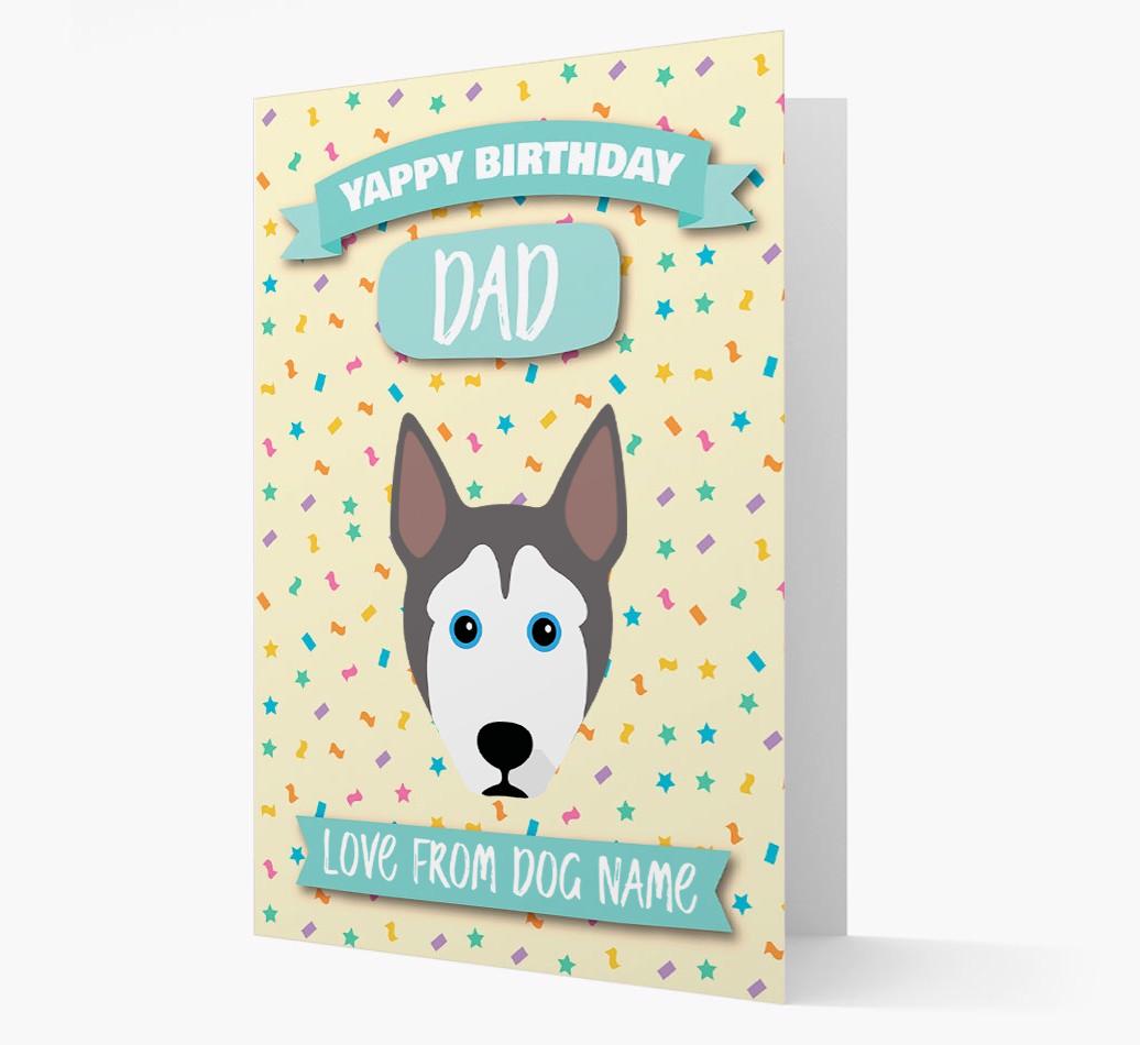 Personalised Card 'Yappy Birthday Dad' with {breedCommonName} Icon