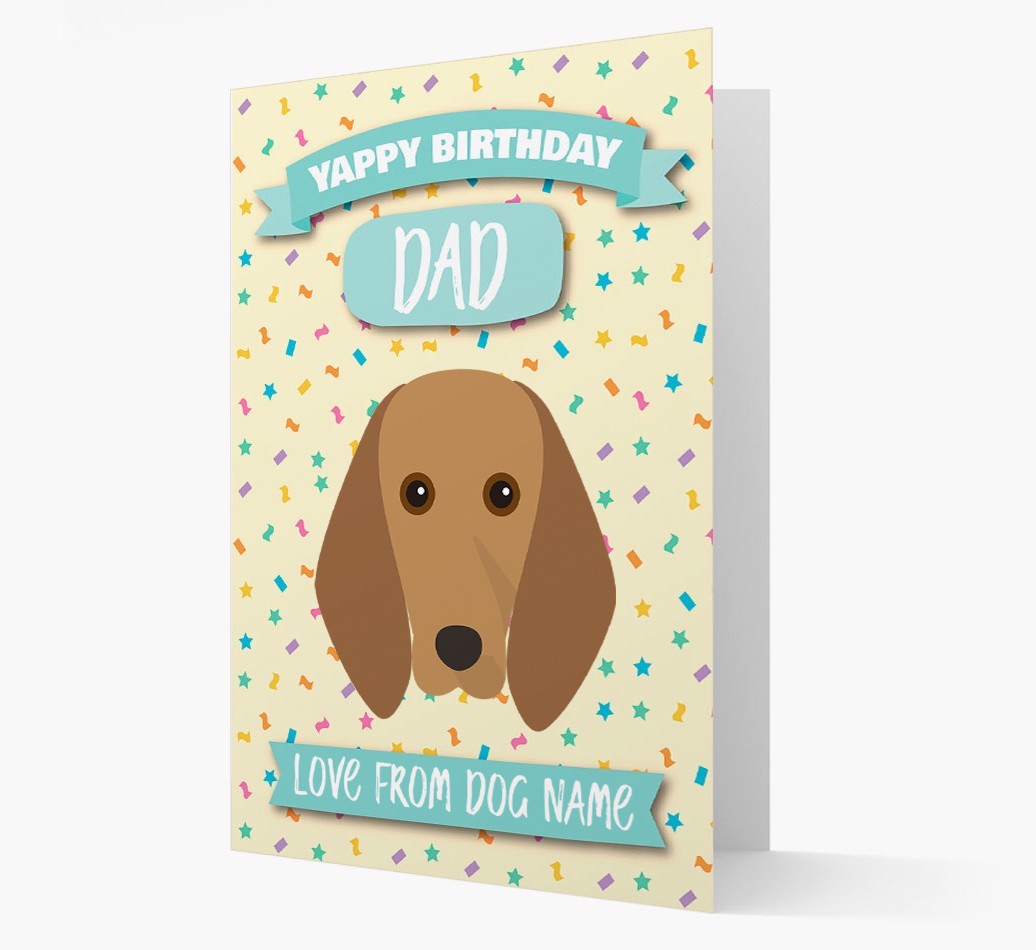 Personalised Card 'Yappy Birthday Dad' with {breedCommonName} Icon
