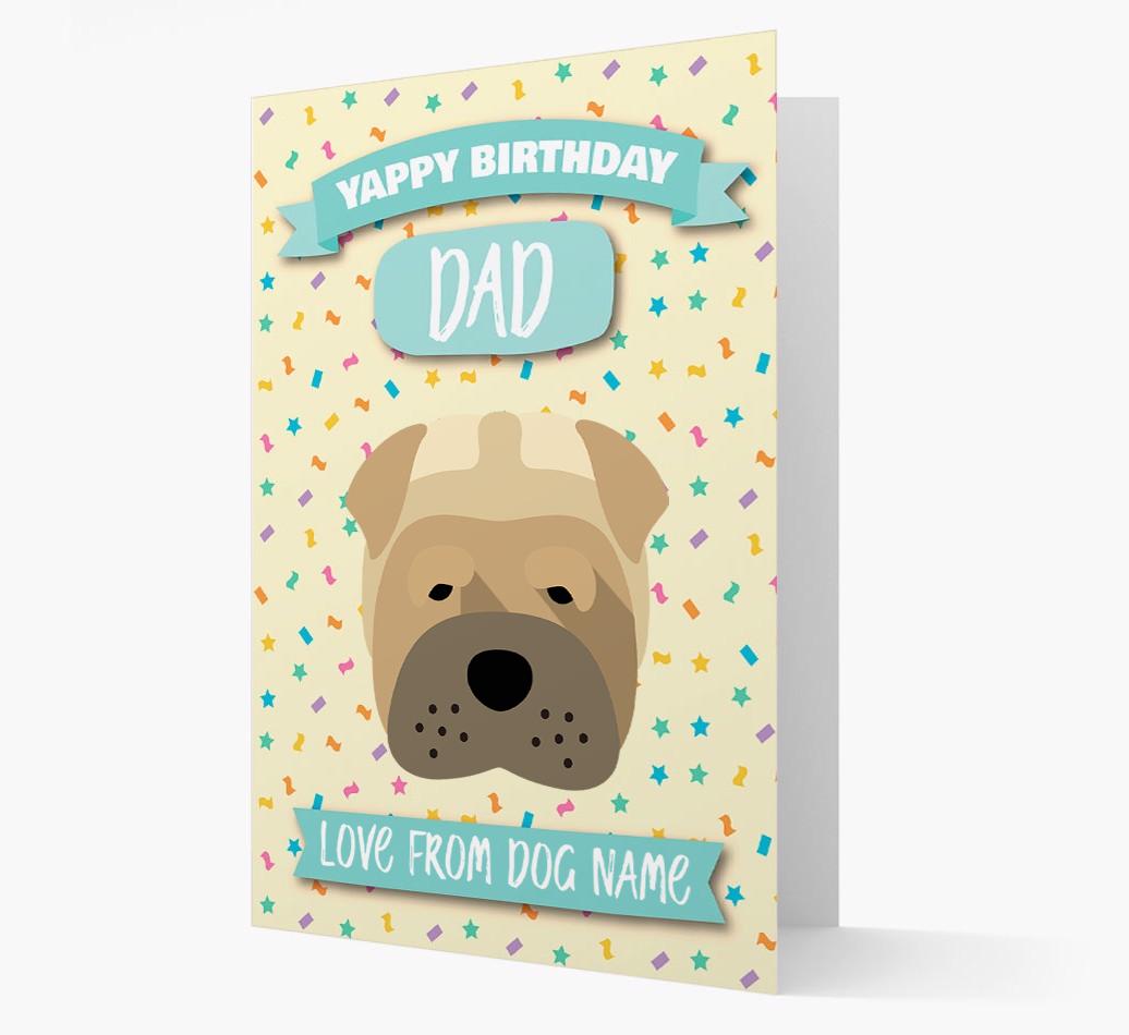 Personalised Card 'Yappy Birthday Dad' with {breedCommonName} Icon