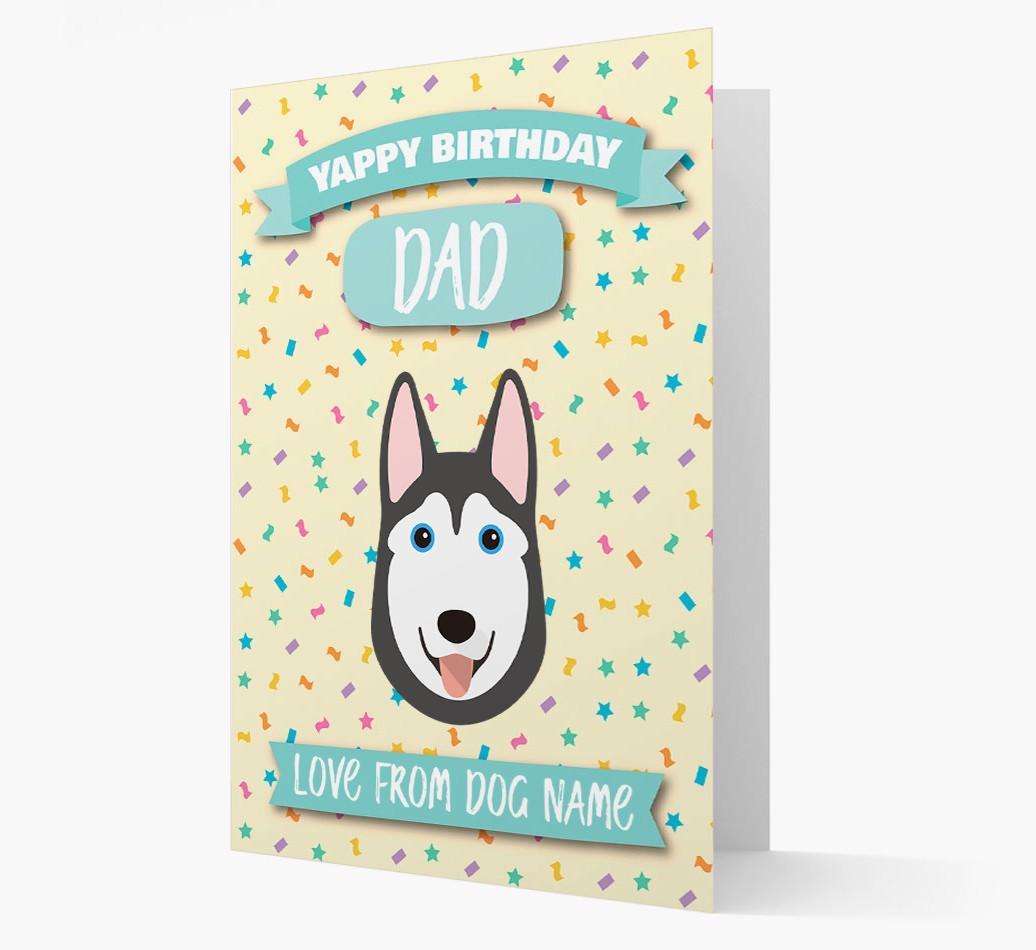 Personalised Card 'Yappy Birthday Dad' with {breedCommonName} Icon
