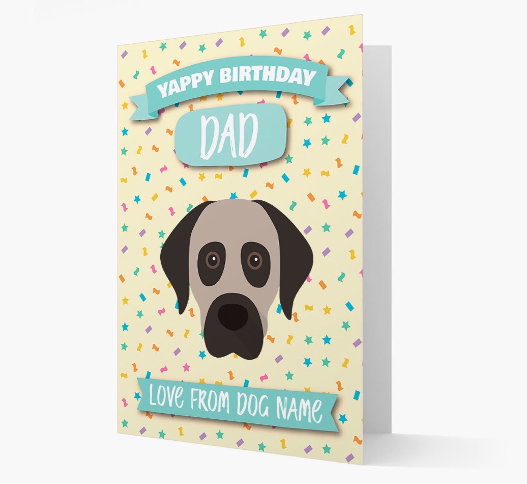 Personalised Card 'Yappy Birthday Dad' with {breedCommonName} Icon