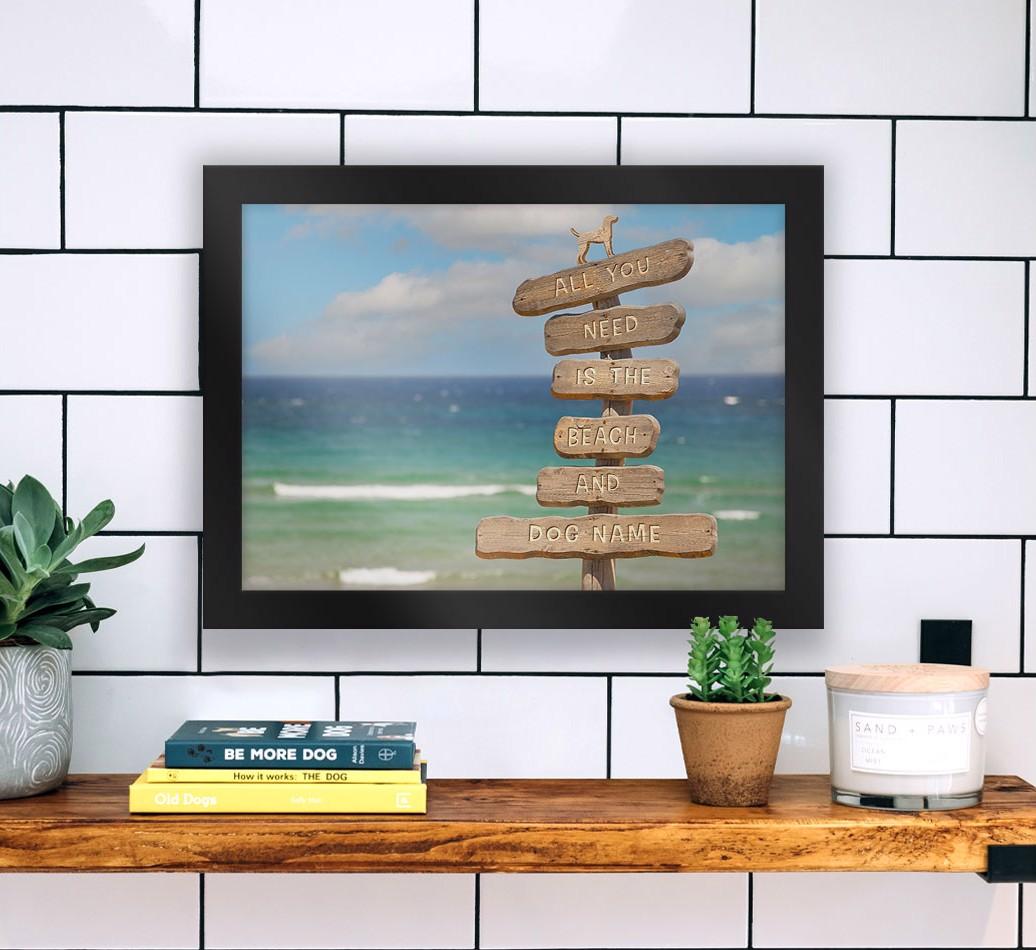 Beach Sign: Personalised {breedFullName} Framed Print