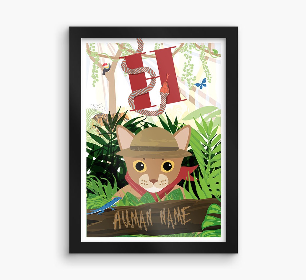 Jungle Initial: Personalised {breedCommonName} Framed Print