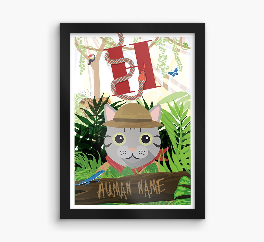 Jungle Initial: Personalised {breedCommonName} Framed Print
