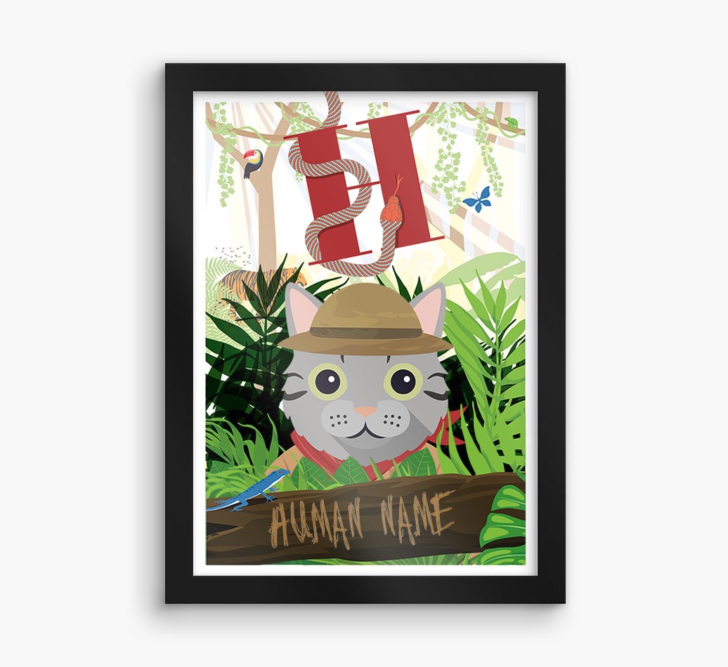 Jungle Initial: Personalised {breedCommonName} Framed Print