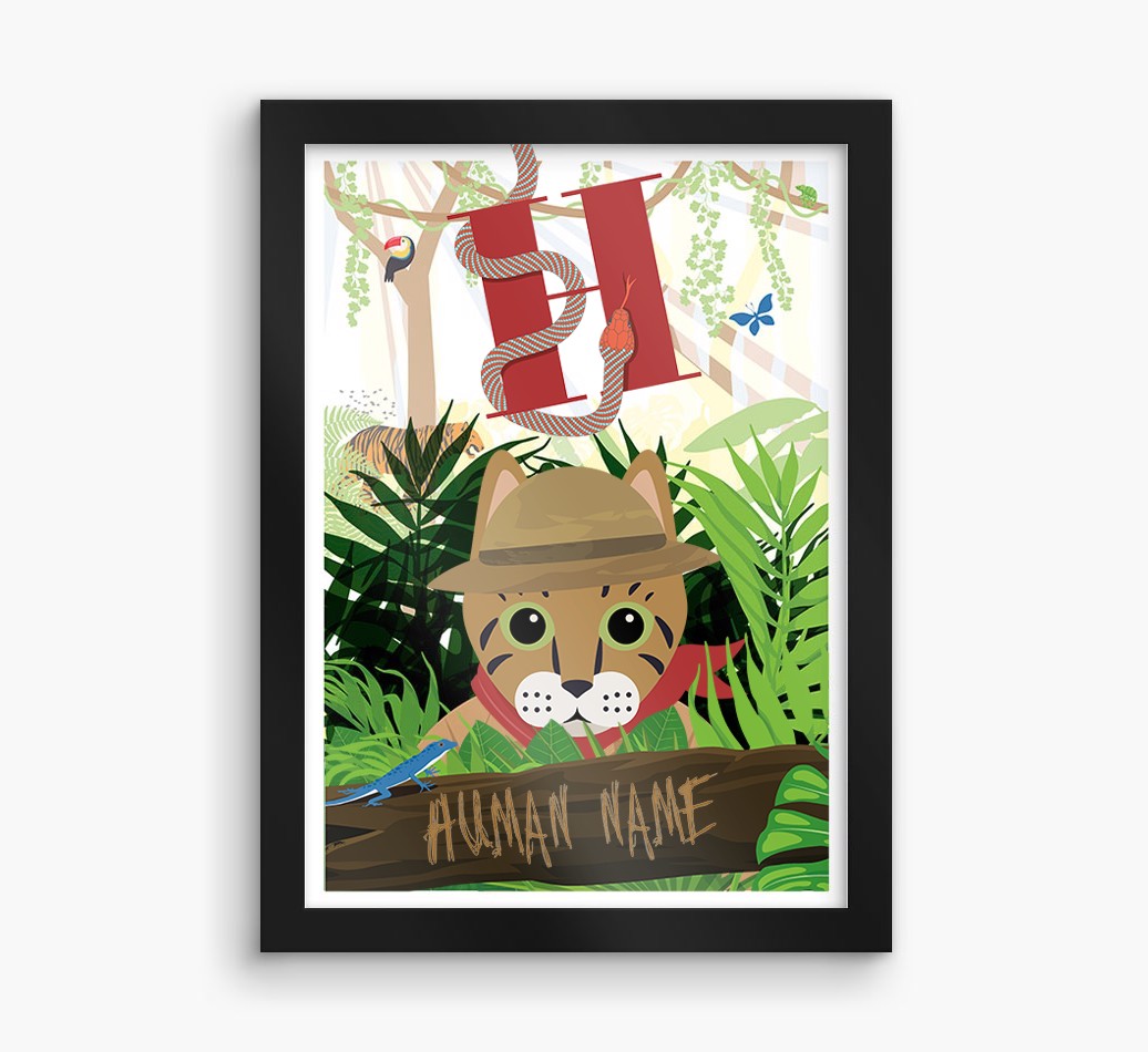 Jungle Initial: Personalised {breedCommonName} Framed Print