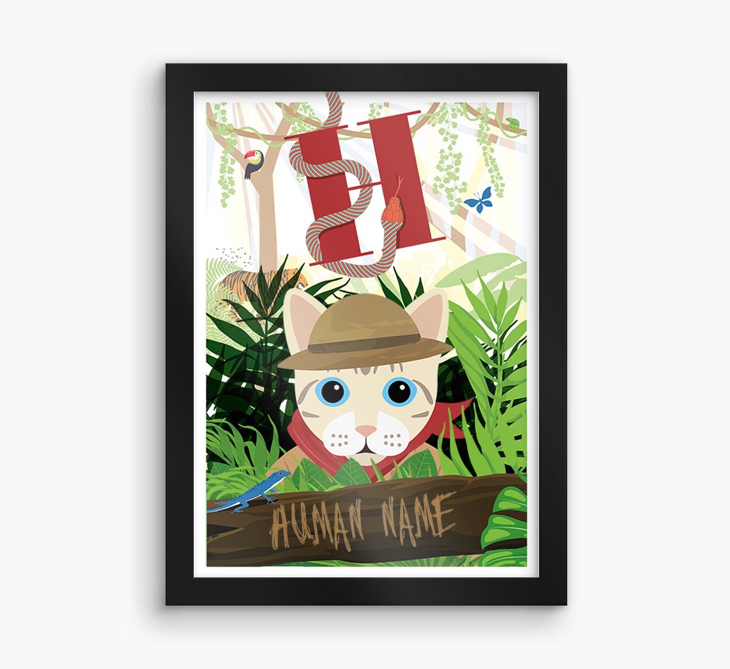 Jungle Initial: Personalised {breedCommonName} Framed Print