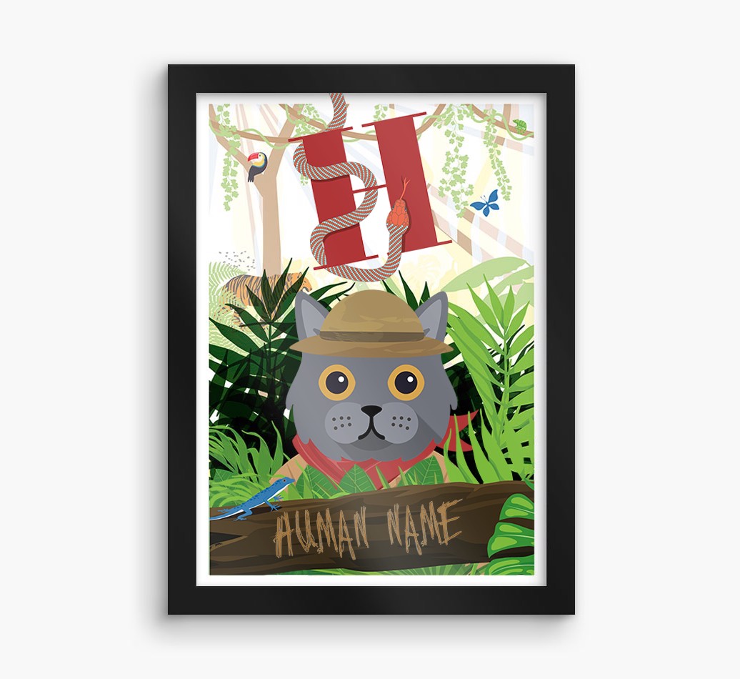 Jungle Initial: Personalised {breedCommonName} Framed Print