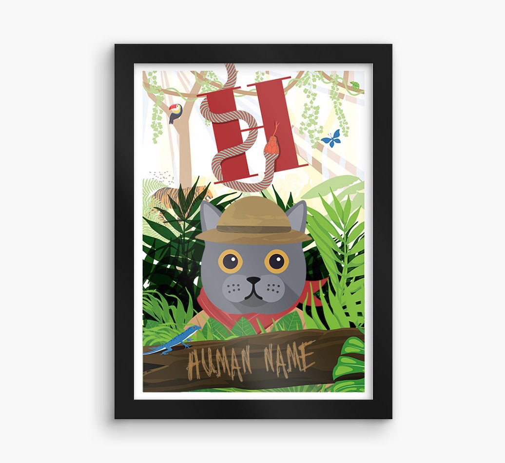 Jungle Initial: Personalised {breedCommonName} Framed Print