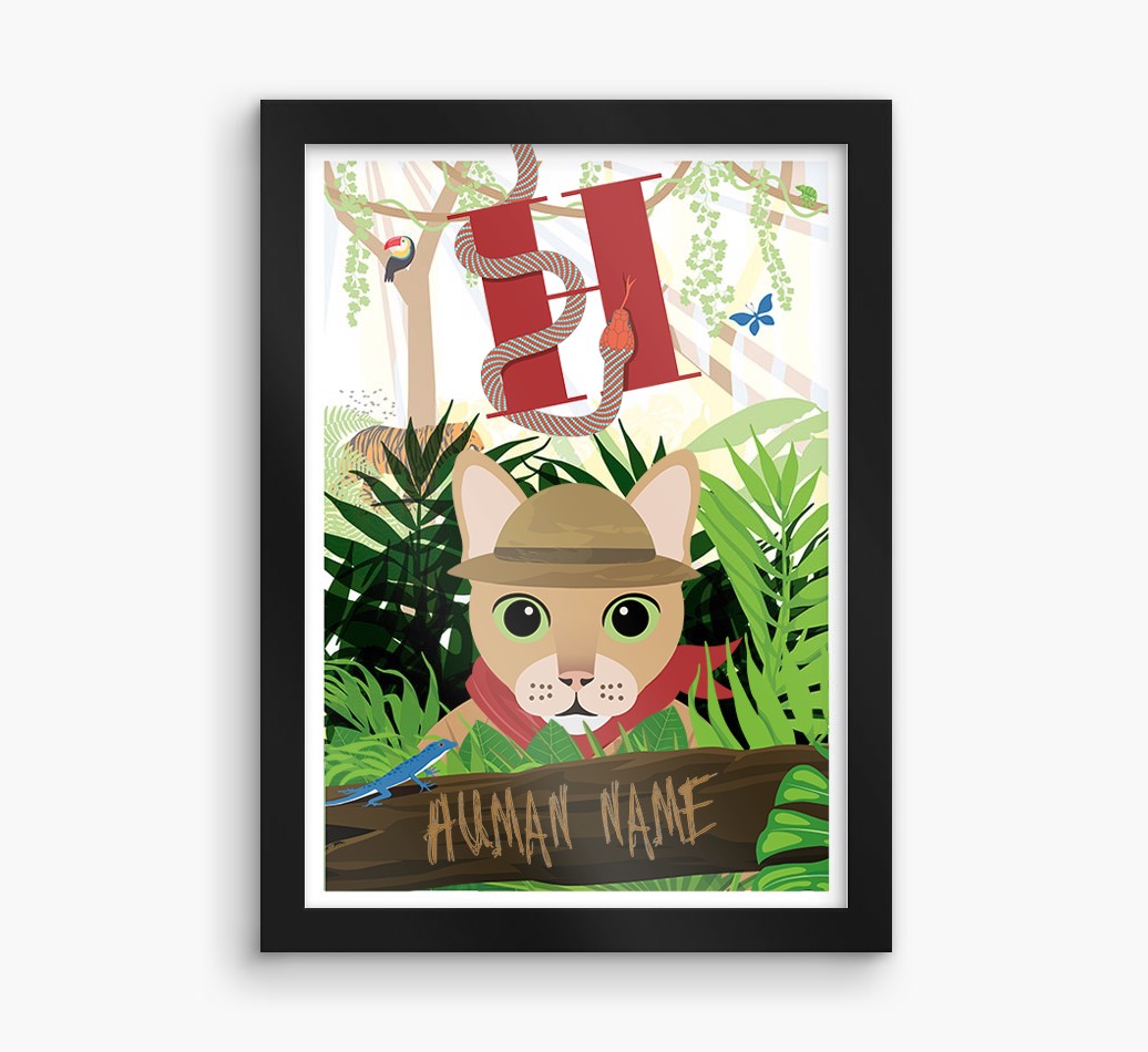 Jungle Initial: Personalised {breedCommonName} Framed Print