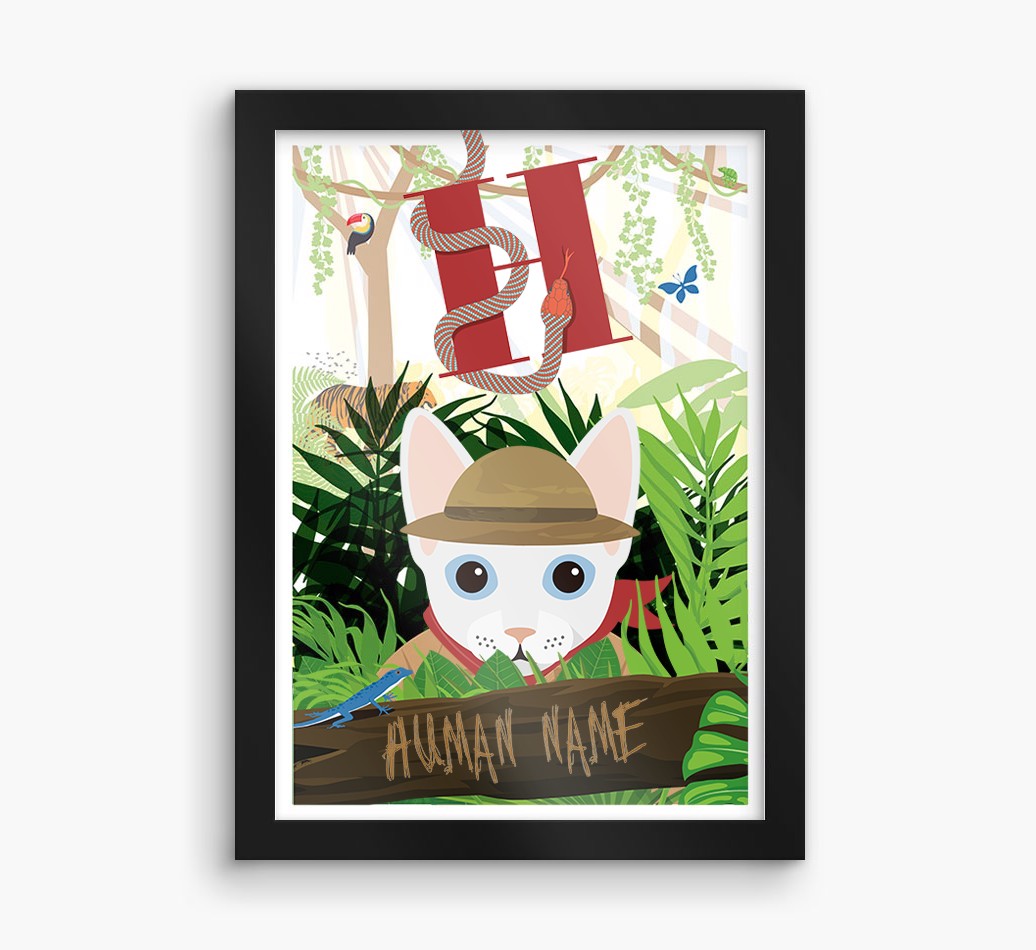 Jungle Initial: Personalised {breedCommonName} Framed Print