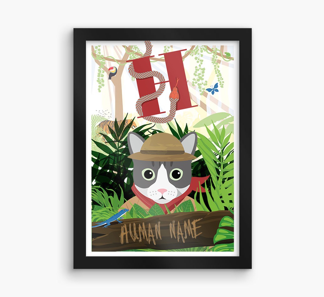 Jungle Initial: Personalised {breedCommonName} Framed Print