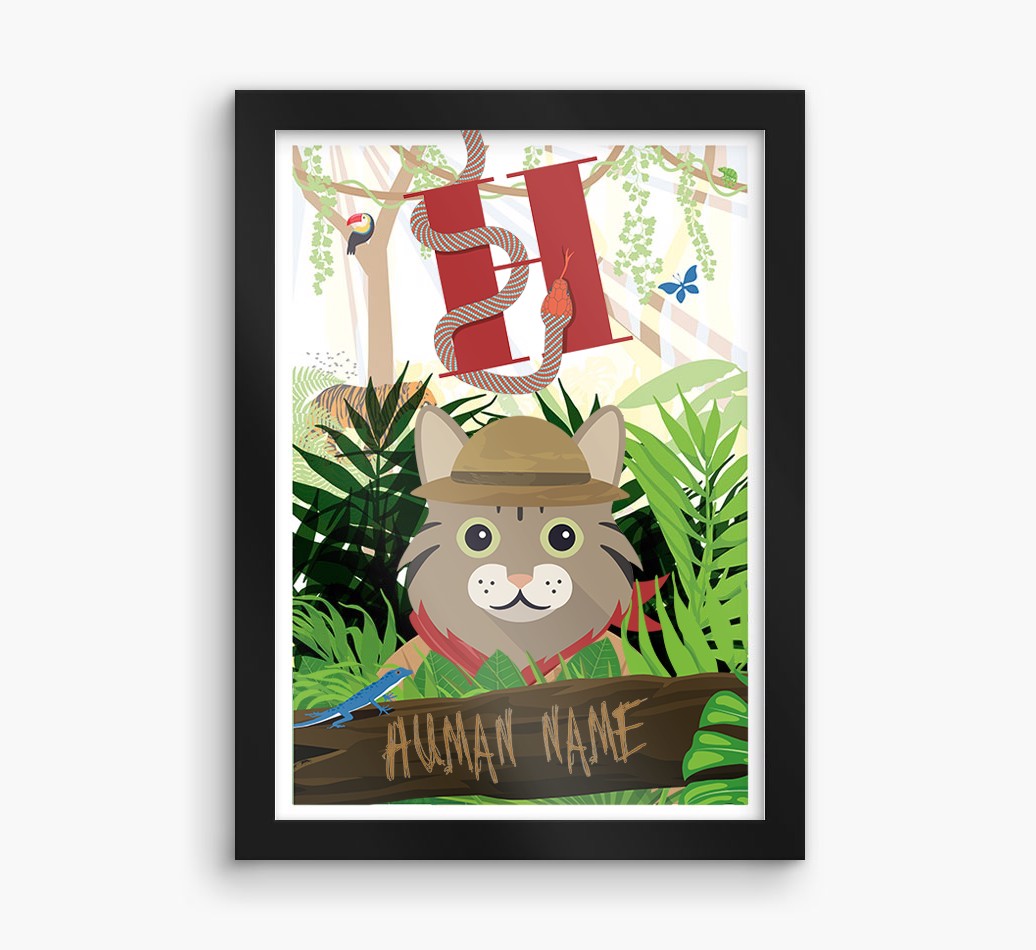 Jungle Initial: Personalised {breedCommonName} Framed Print