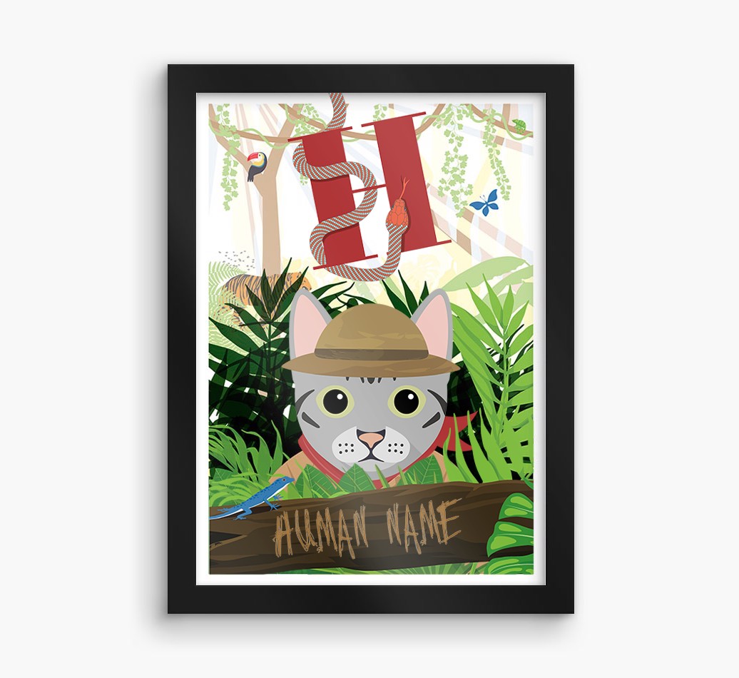 Jungle Initial: Personalised {breedCommonName} Framed Print