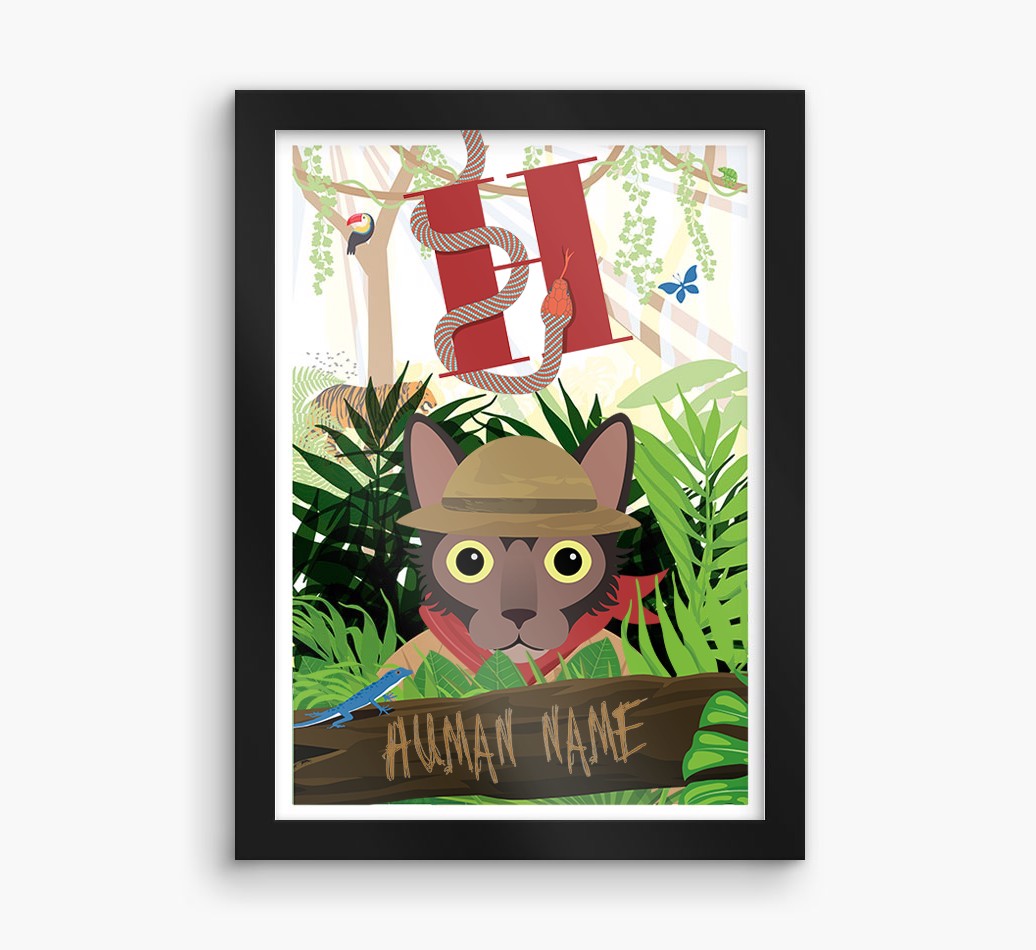 Jungle Initial: Personalised {breedCommonName} Framed Print