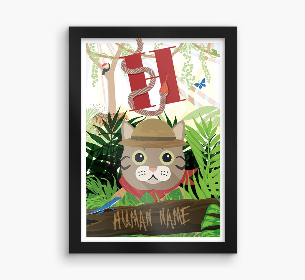 Jungle Initial: Personalised {breedCommonName} Framed Print