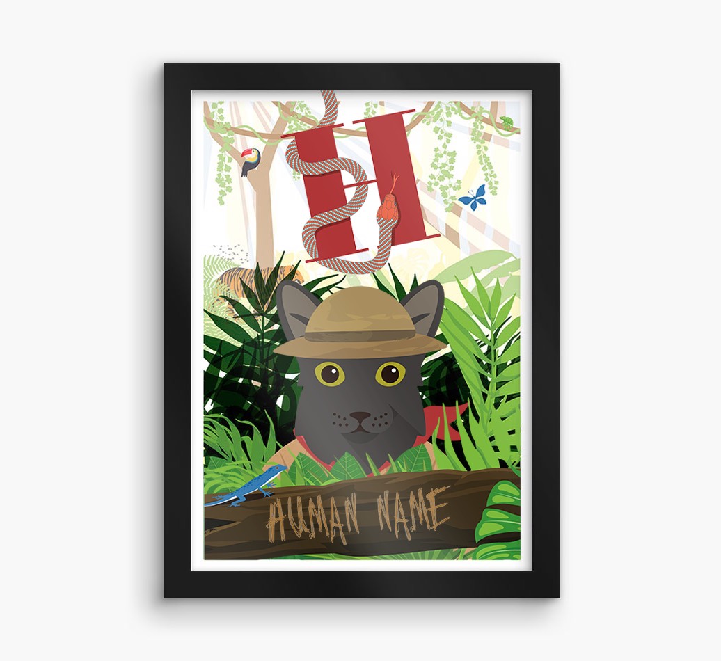 Jungle Initial: Personalised {breedCommonName} Framed Print