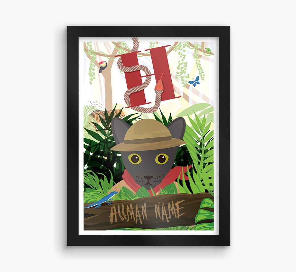 Jungle Initial: Personalised {breedCommonName} Framed Print
