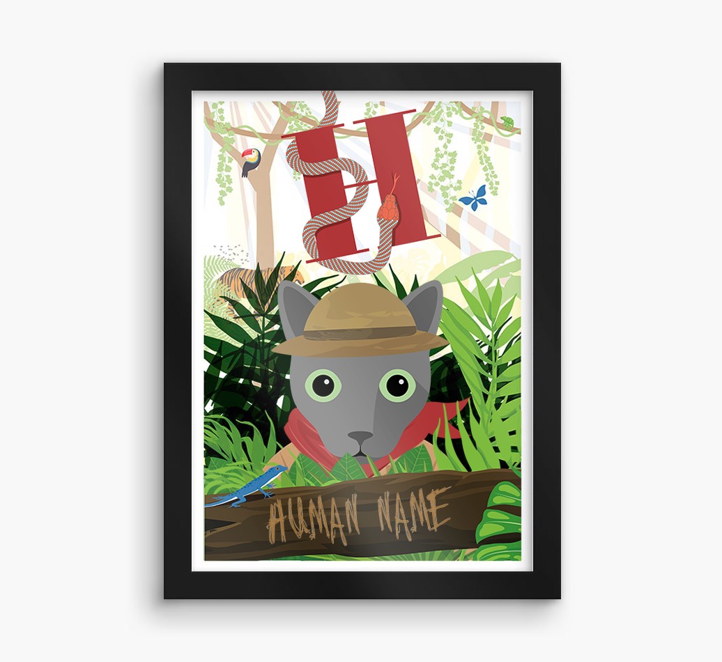 Jungle Initial: Personalised {breedCommonName} Framed Print
