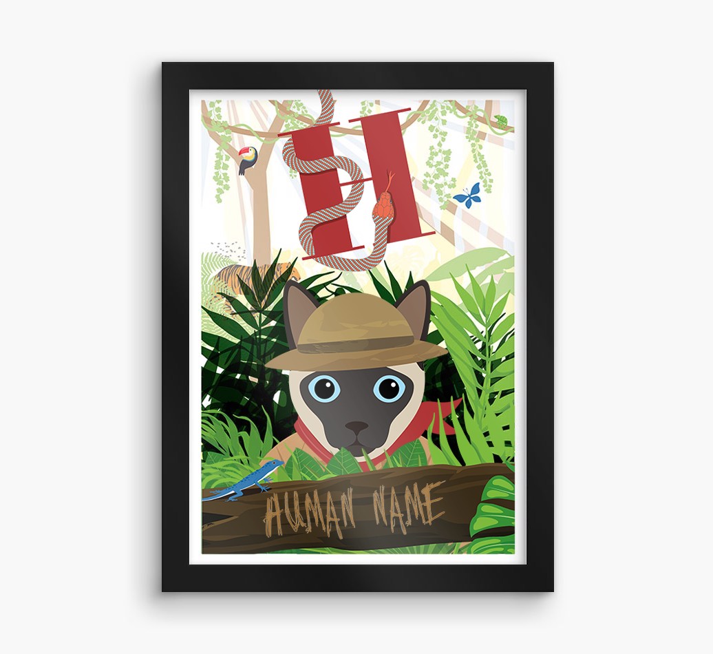 Jungle Initial: Personalised {breedCommonName} Framed Print