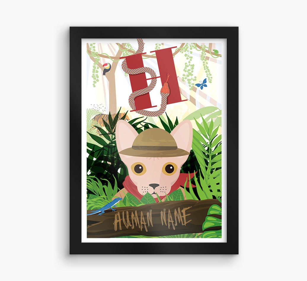 Jungle Initial: Personalised {breedCommonName} Framed Print