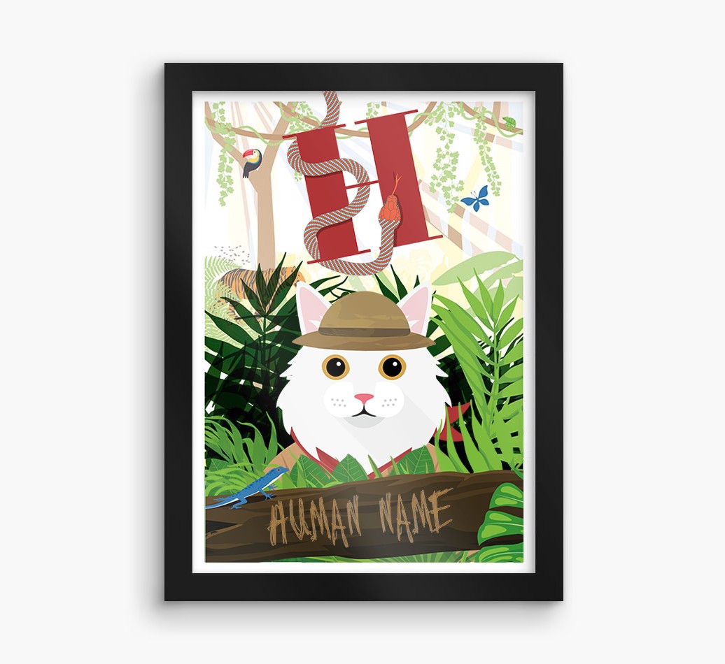 Jungle Initial: Personalised {breedCommonName} Framed Print