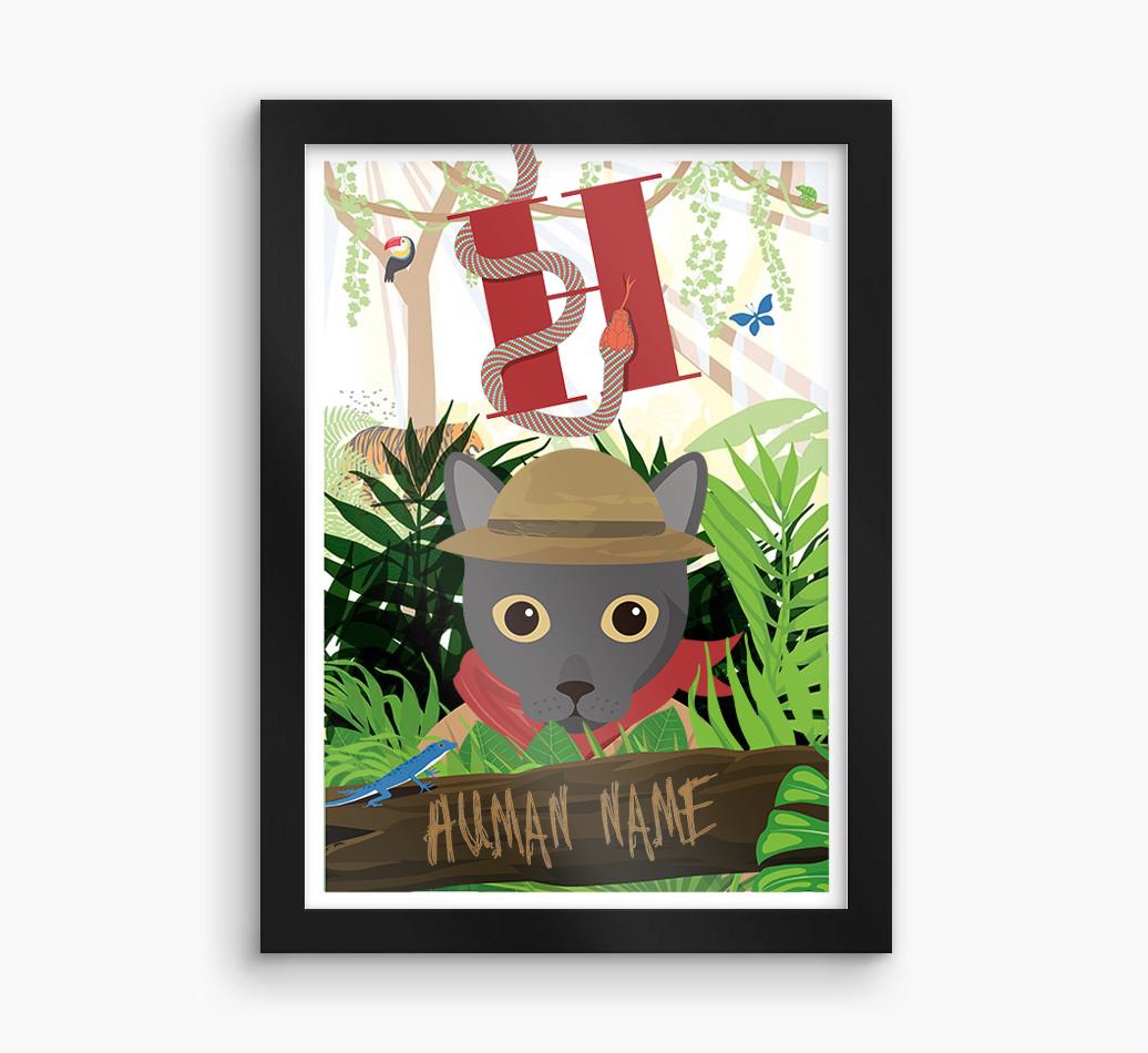 Jungle Initial: Personalized {breedCommonName} Framed Print
