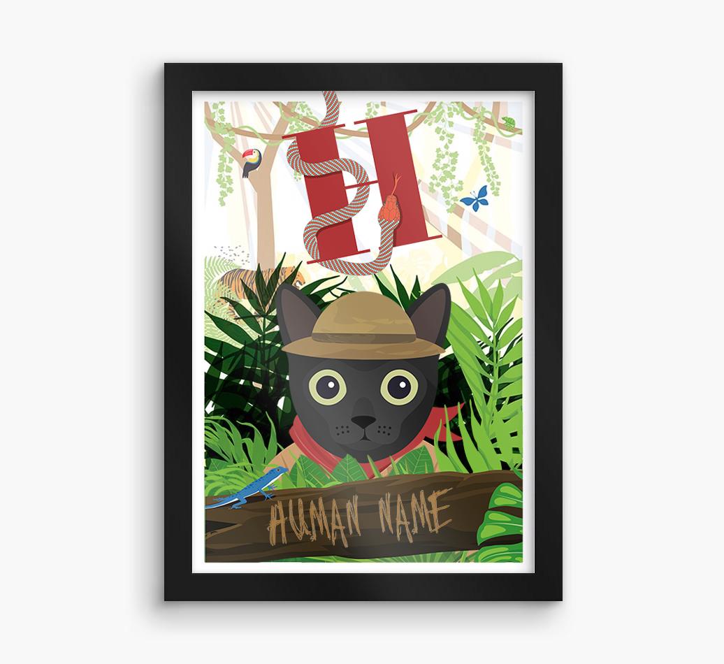 Jungle Initial: Personalized {breedCommonName} Framed Print