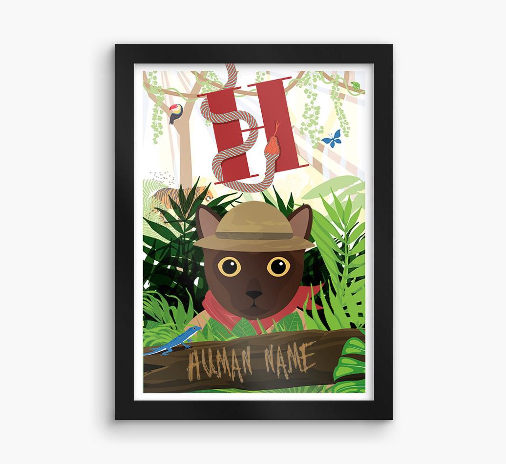 Jungle Initial: Personalized {breedCommonName} Framed Print