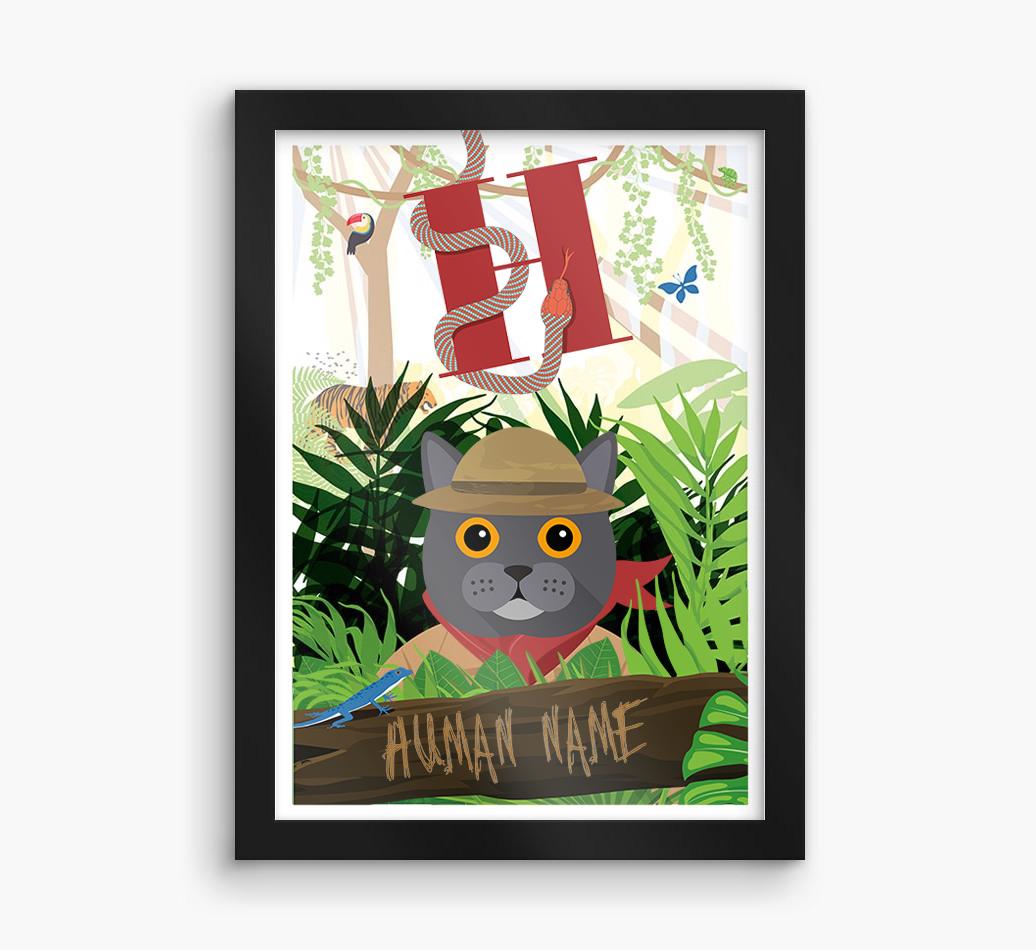 Jungle Initial: Personalized {breedCommonName} Framed Print