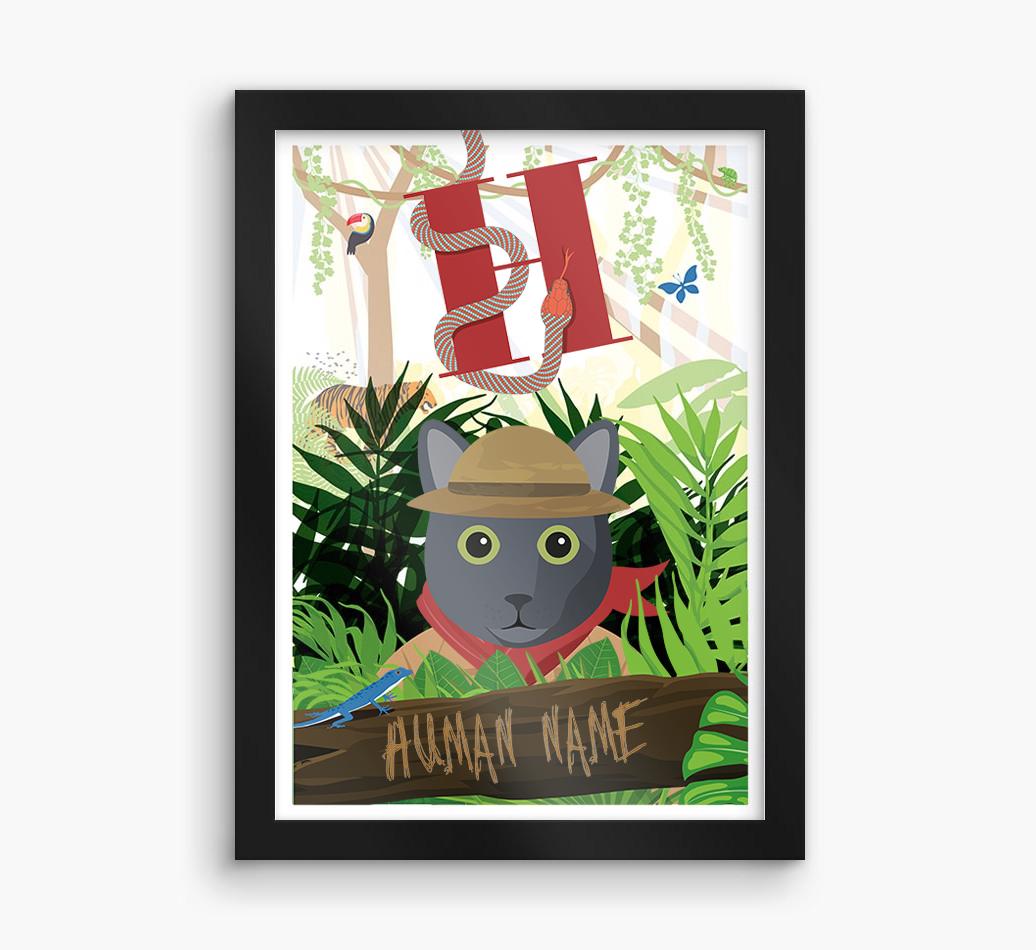 Jungle Initial: Personalized {breedCommonName} Framed Print