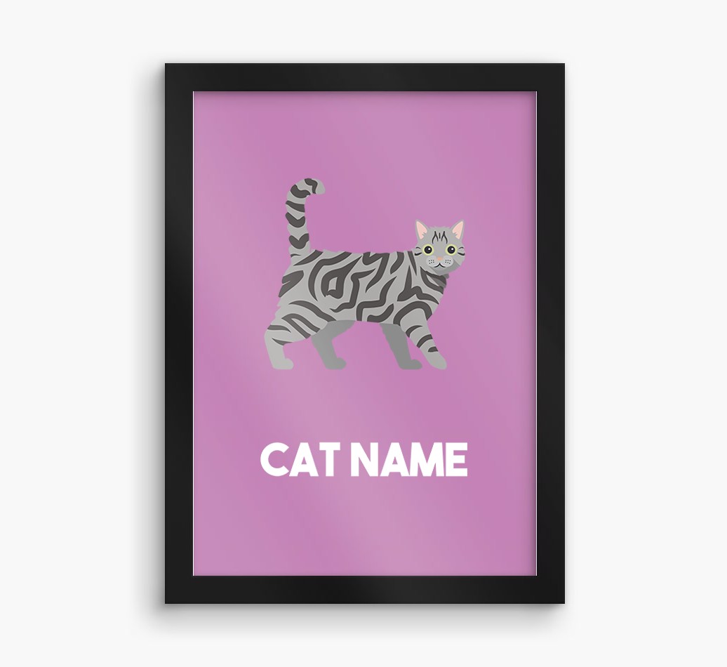 Cat Name & Profile: Personalised {breedCommonName} Framed Print