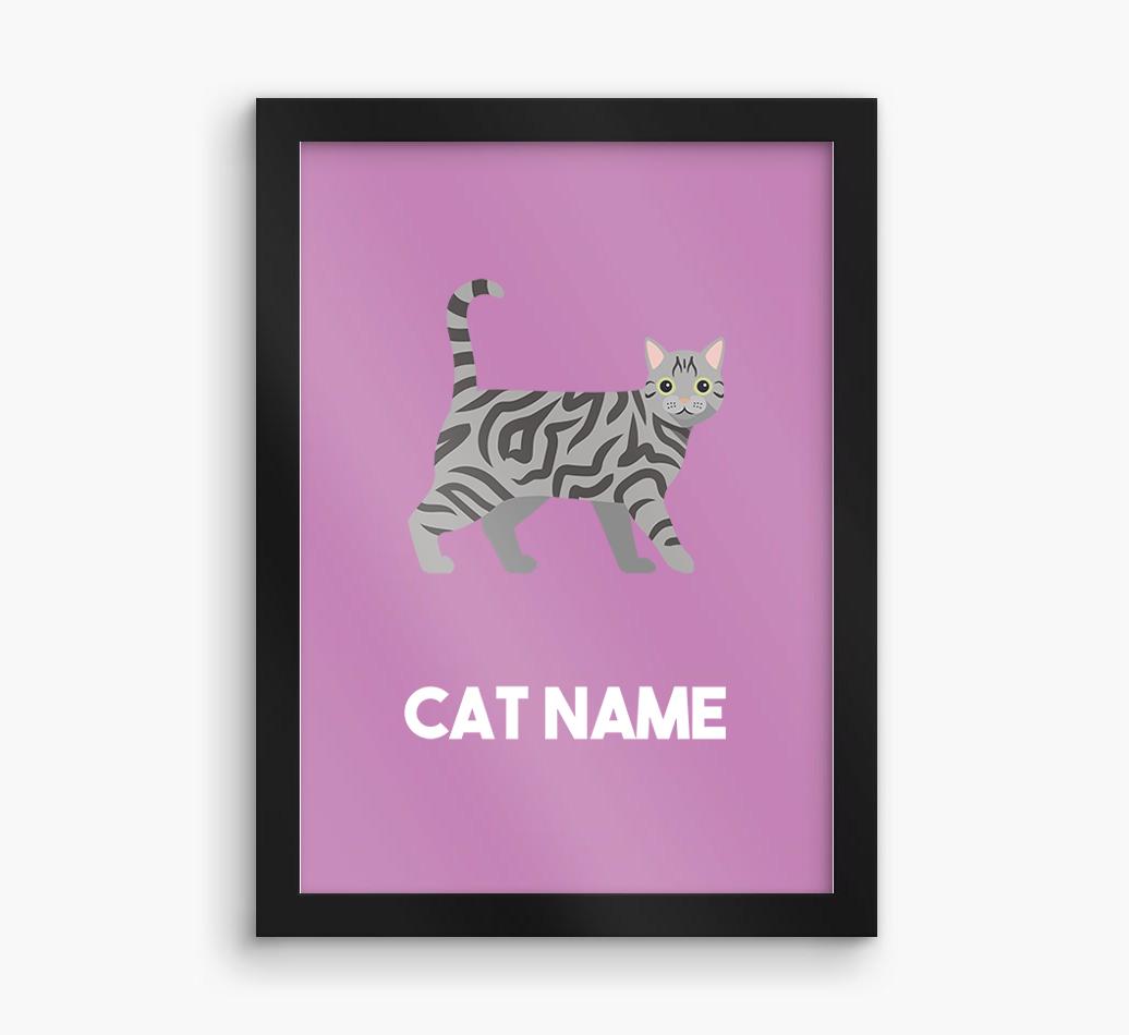 Cat Name & Profile: Personalized {breedCommonName} Framed Print