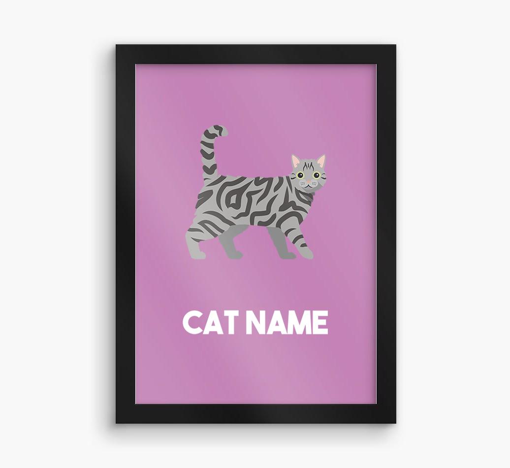 Cat Name & Profile: Personalized {breedCommonName} Framed Print