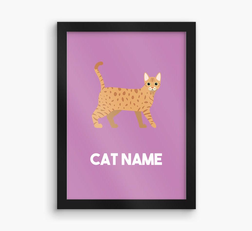 Cat Name & Profile: Personalized {breedCommonName} Framed Print