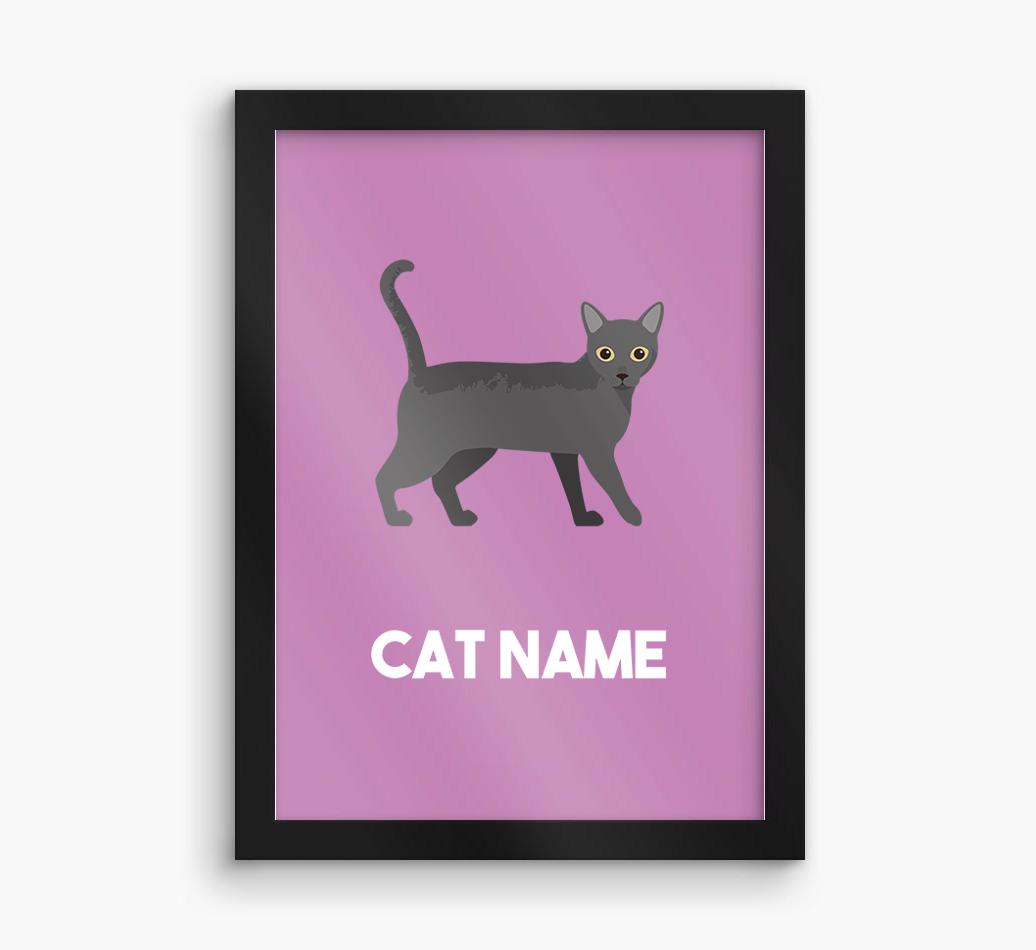 Cat Name & Profile: Personalized {breedCommonName} Framed Print