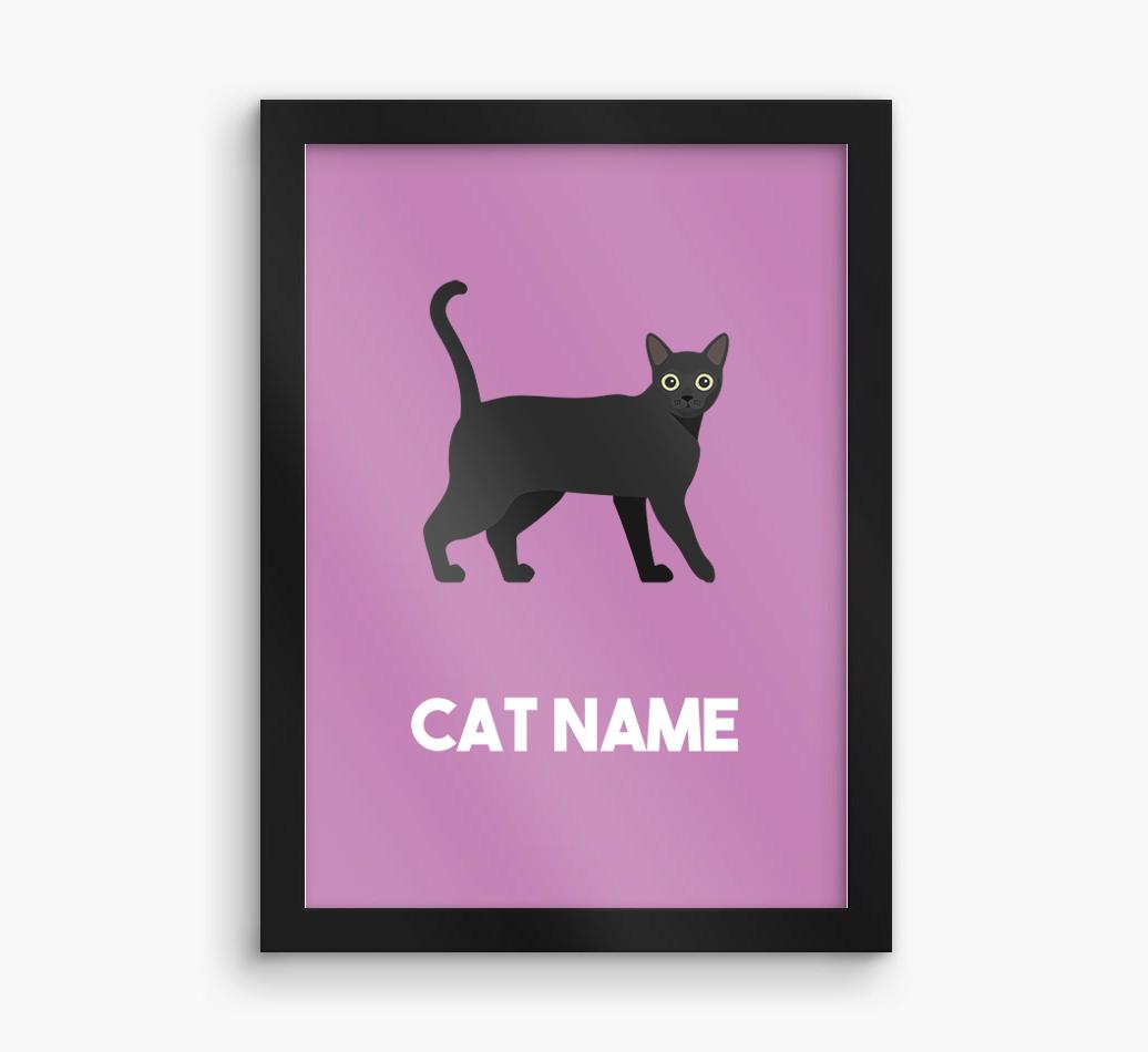 Cat Name & Profile: Personalized {breedCommonName} Framed Print