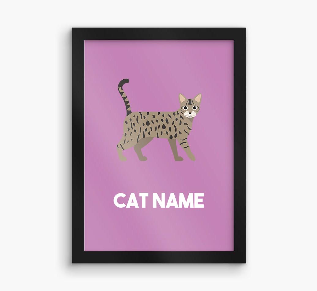 Cat Name & Profile: Personalized {breedCommonName} Framed Print