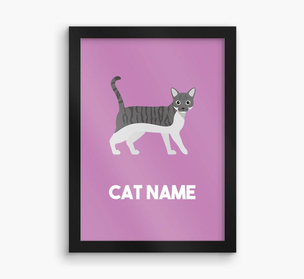 Cat Name & Profile: Personalized {breedCommonName} Framed Print